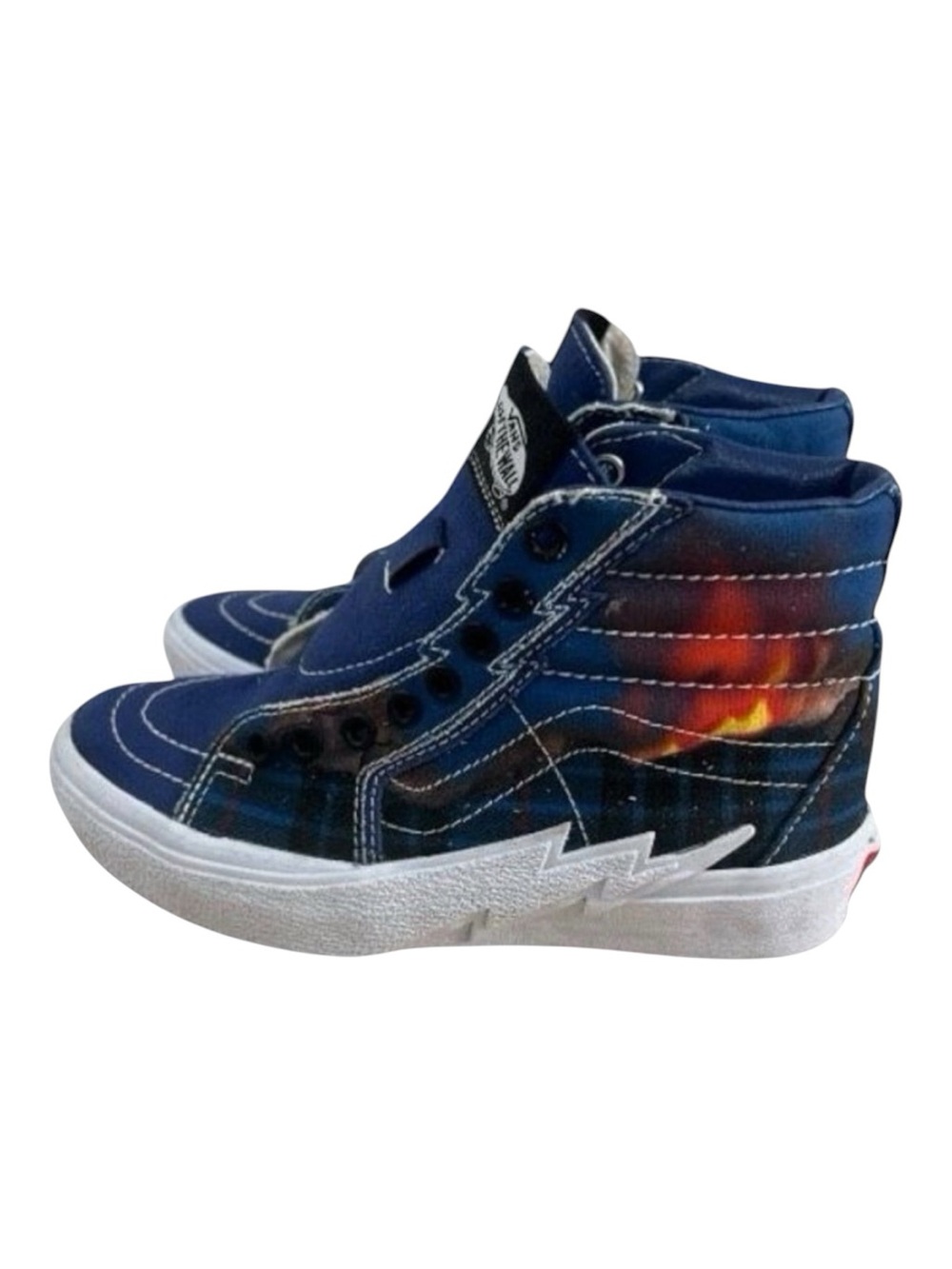 Vans Sk8-Hi Bolt Racing Blue White Lightning Bolt Women Sneakers Size 5 Men 3.5
